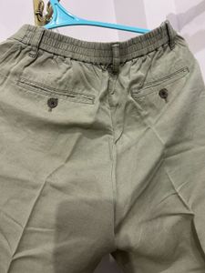 Olive Green Cropped Trousers