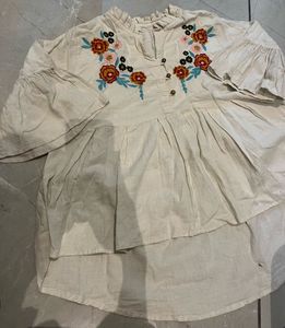 Embroidered Bell Sleeve Tunic Top