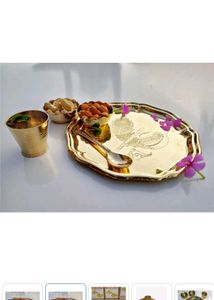 Puja Thali Set Glass Katori Chammach Small Size 👍