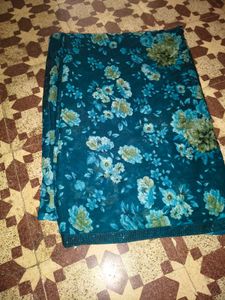 Elegant Teal Floral Print Saree