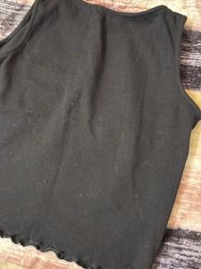 Black Ribbed Cutout Crop Top
