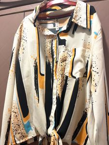 Patterned Tie-Front Shirt