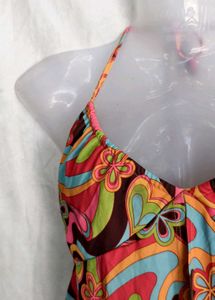Retro Swirl Print Halter Top