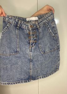 Acid Wash Denim Mini Skirt