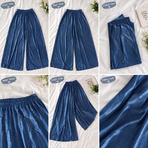 Shiny Blue Wide Leg Pants