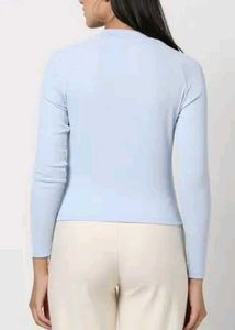 Sporty Chic Sky Blue Zip-Up Top
