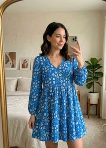 Blue Floral Mini Dress