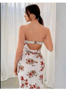 Strapless Floral Midi Dress
