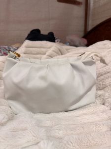 Chic White Handbag with Gold Chain