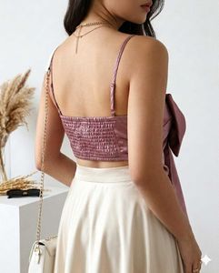 Satin Bow Crop Top