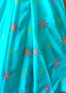 Beautiful Teal Embroidered Saree