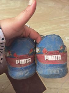 Blue Puma Sneakers with Strawberry Print