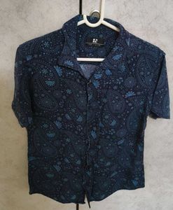 Men's Blue Paisley Print Shirt