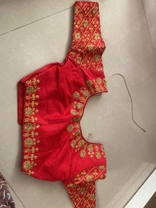Red & Gold Embroidered Blouse