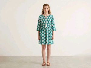 Chic Teal Floral Print Mini Dress