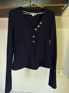 Navy Button Detail Top