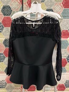 Elegant Black Lace Peplum Top size M