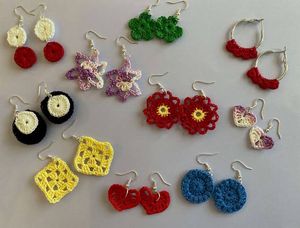 crochet earrings amd necklace