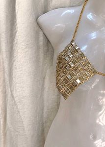 Beaded Chain Halter Bra Top