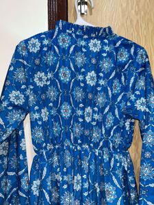 Women Blue Floral Printed Fit &amp; Flare Dress