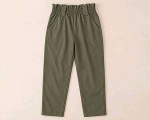 Stylish Olive Green Paperbag Waist Pants