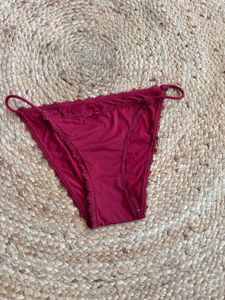 Red Lace Trim Bikini Panties