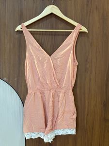 Peach Lace Romper