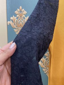 Mustard Yellow Dress with Lace Sleeves