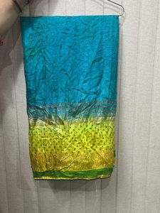 Silk blue &amp; yellow dupatta