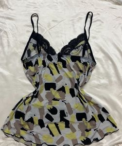 Abstract Print Camisole with Lace Trim