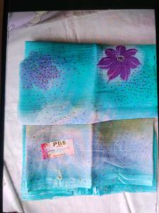 Light Blue Saree with Floral Print