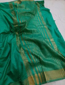 Green Banarasi Saree with free