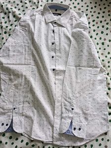 Sevensigns Dress Shirt - White w/ Blue Dots