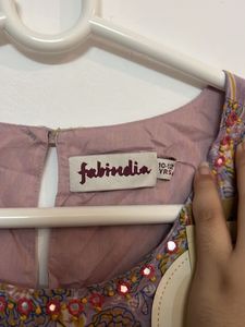 Fabindia Girls’ Lavender Floral Cotton Dress with