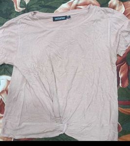 Women's Casual Pink Twisted T-Shirt