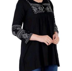 Black Kurta with White Embroidery