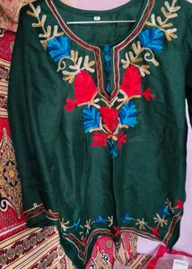 Embroidered Green Kurta