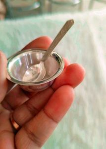 pure Silver Bowl and Spoon Set for laddoo gopal ji