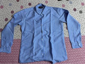 Classic Blue & White Striped Men's Shirt - XL