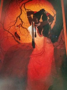 A woman combing her hair Painting