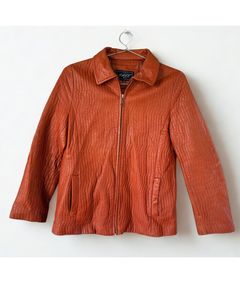Women’s Orange Textured Leather Jacket