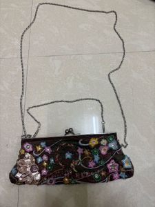 Vintage Beaded &amp; Sequin Embroidered Kiss-Lock Even