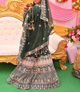 Stunning Emerald Green Embroidered Lehenga Choli