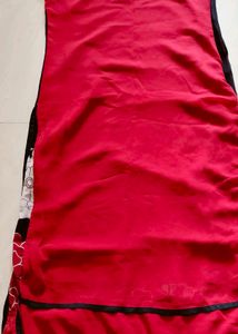 Elegant Black &amp; Red Floral Kurta Set