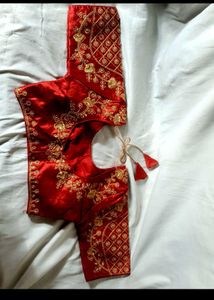 Elegant Red Embroidered Saree Blouse