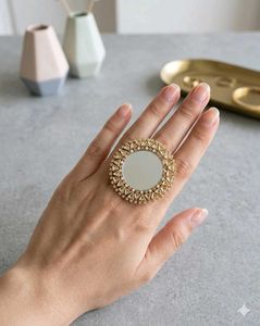 Oval Stone mirror Ring