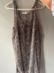 Sheer Floral Print Tank Top