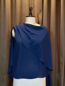Elegant Navy Blue Cape Top