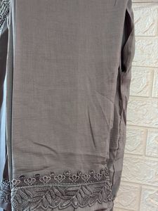 New Elegant Grey Kurti Set with Intricate Lace