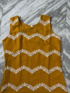 Yellow Kurta with White Embroidery